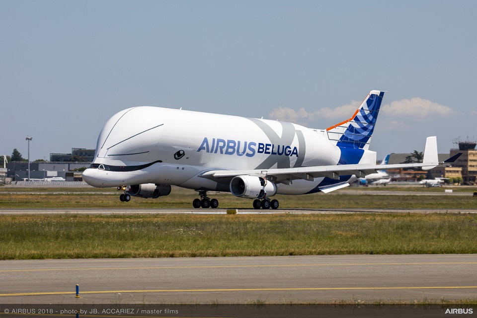 Beluga Airbus cargo plane lands for first time at Ahmedabad airport ...